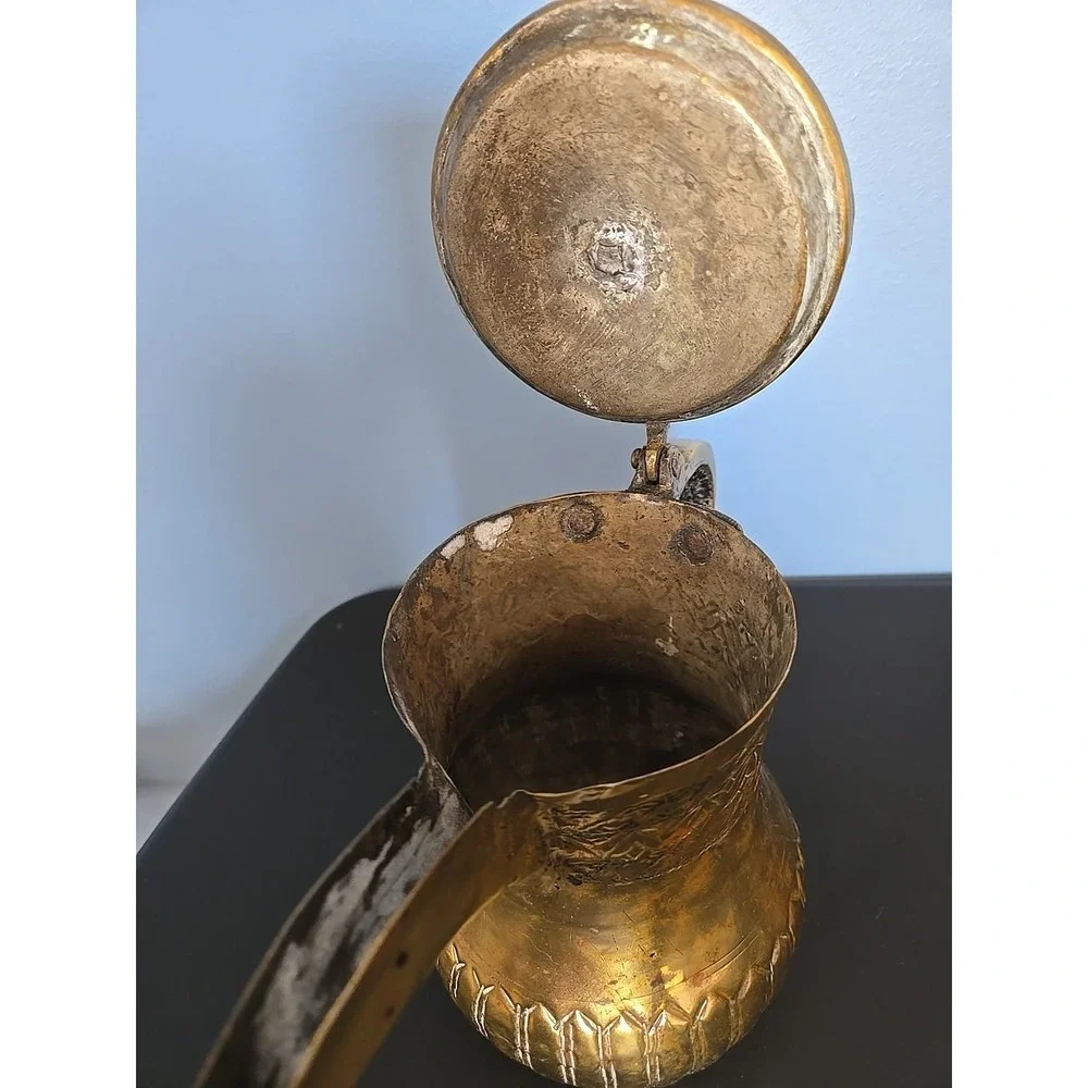 Antique Brass Middle Eastern Dallah Coffee Tea Pot Turkish Arabic‎ 10
